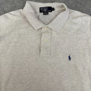 Polo Ralph Lauren Polo‎ Shirt Men's XXL Heathered Cream Blue Pony Stretch Casual